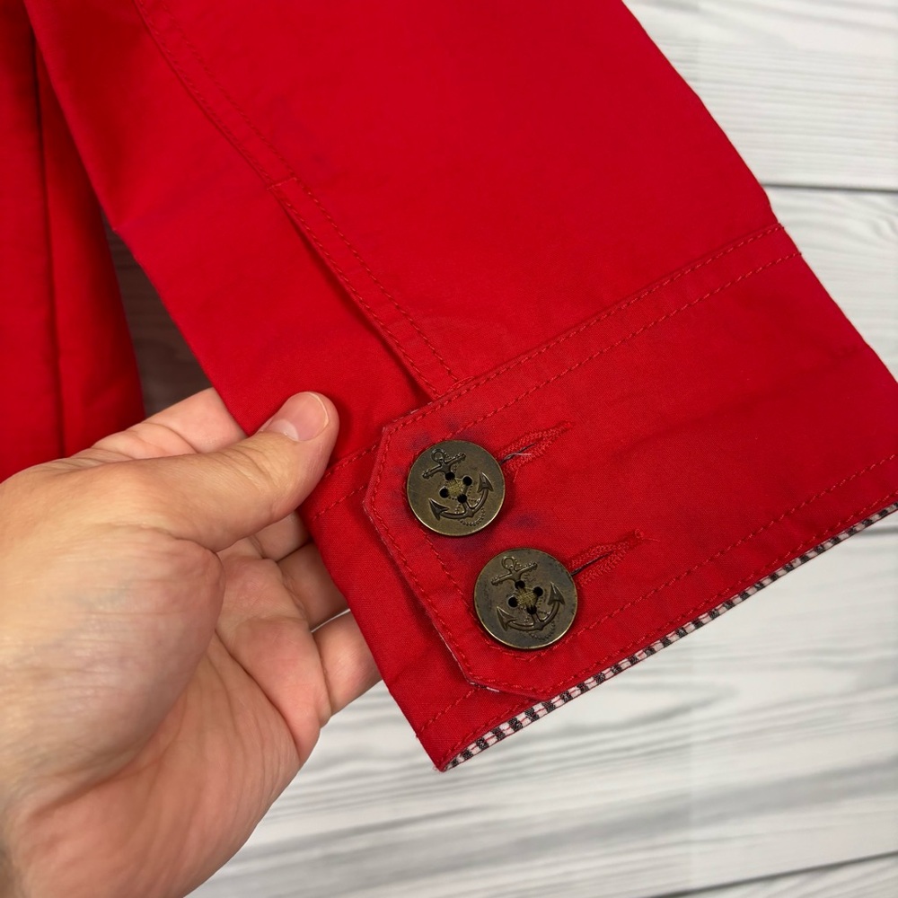 Lands’ End Canvas Red Double Breasted Button Down Jacket Size Medium - Picture 9 of 11